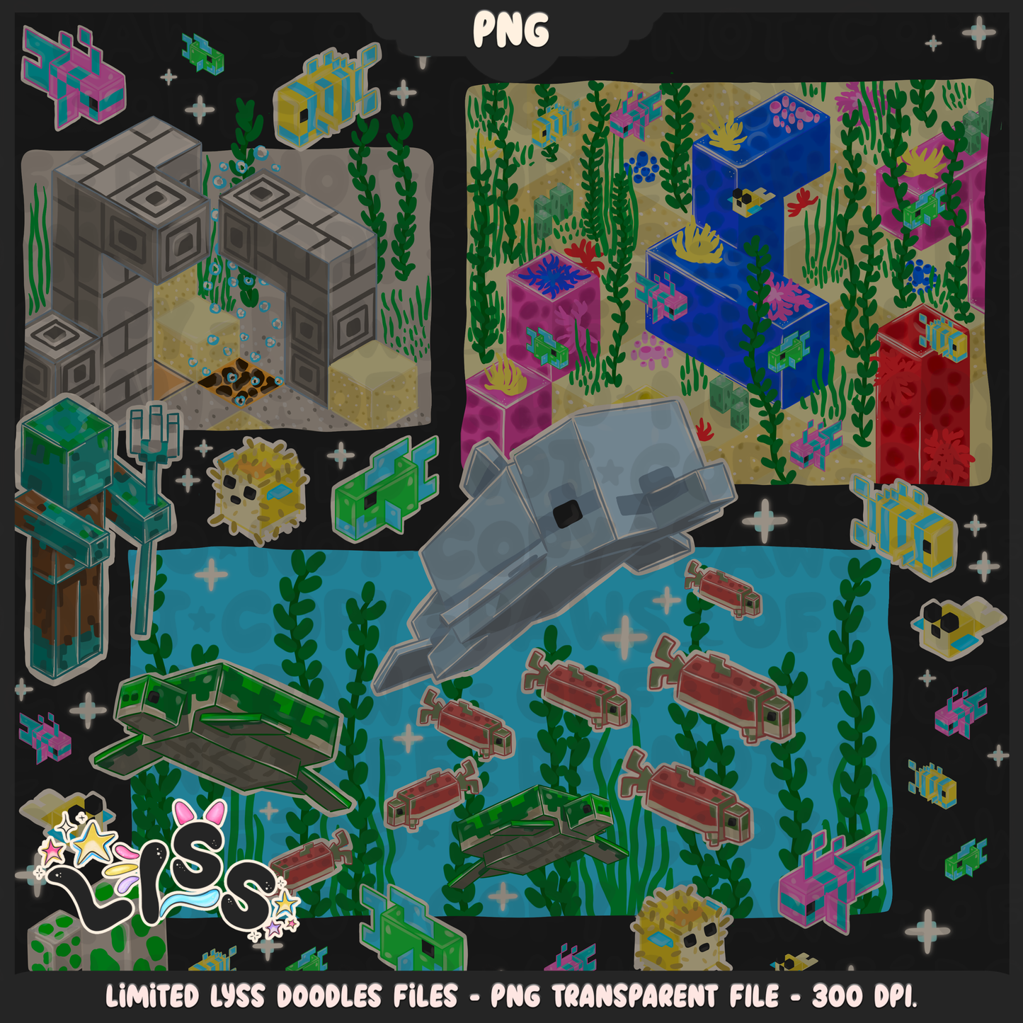 2023 - Lyss Doodles - PNG Files - Block Game - Ocean - 23LD021