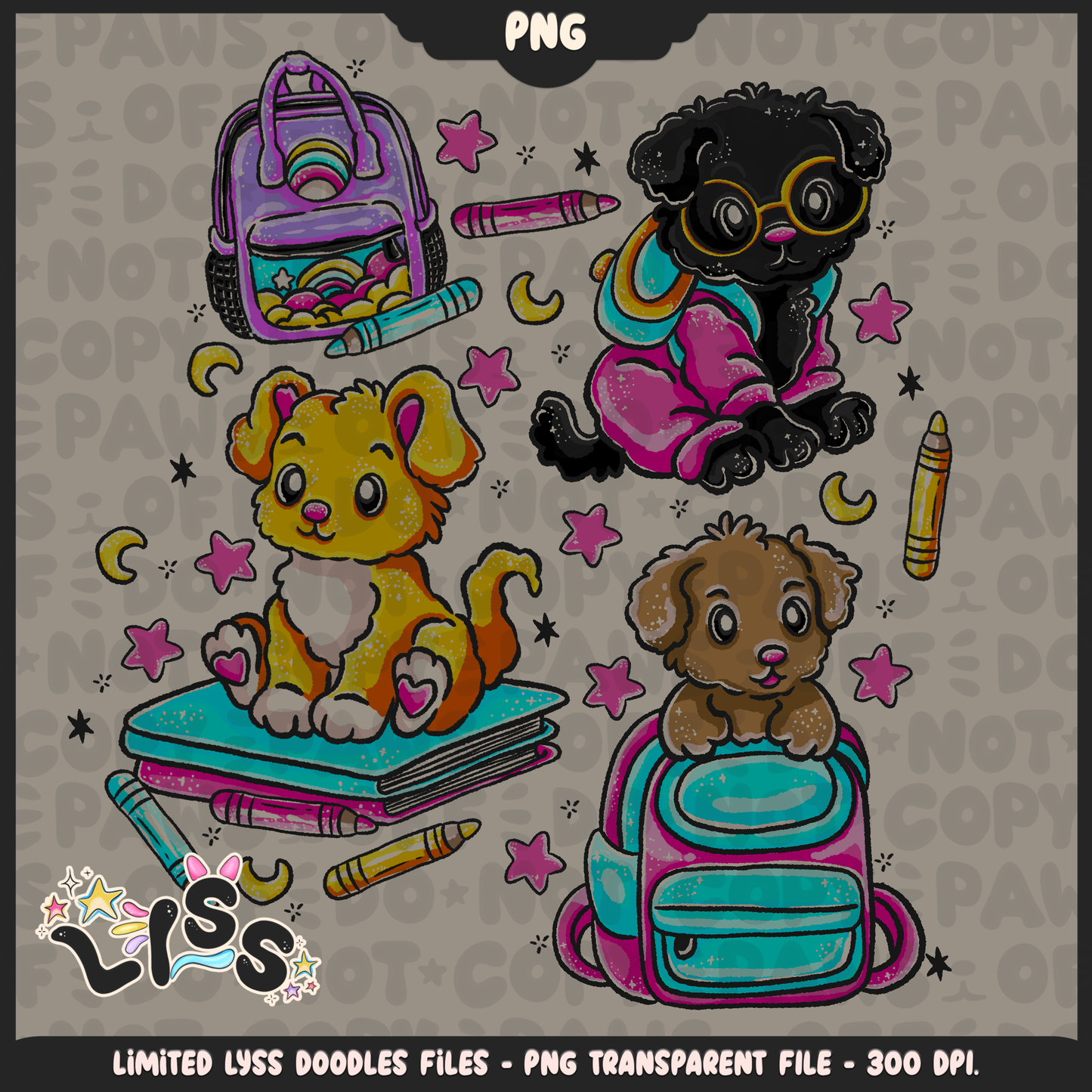 2024 - Lyss Doodles - PNG Files - School Dogs - 24LD072