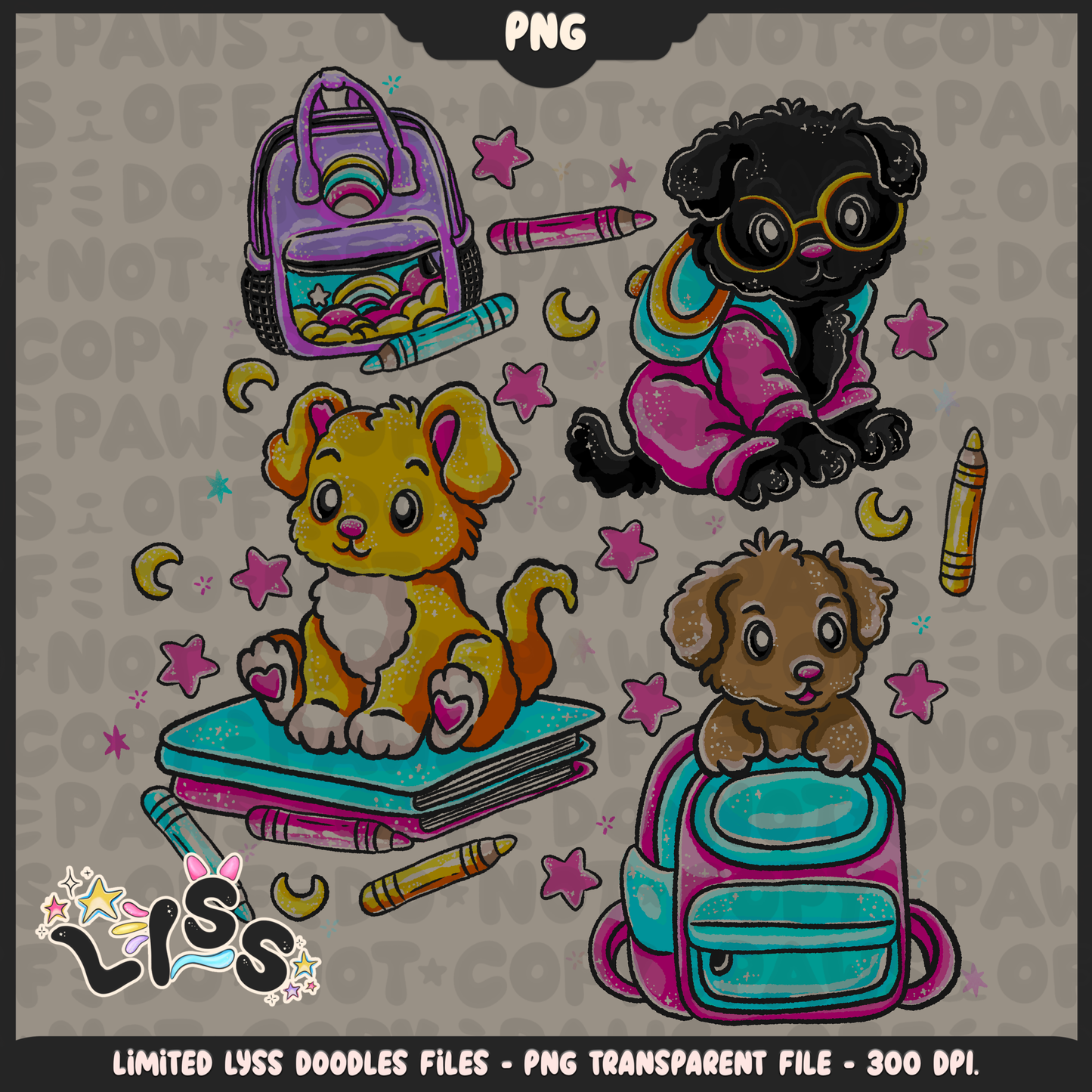 2024 - Lyss Doodles - PNG Files - School Dogs - 24LD072
