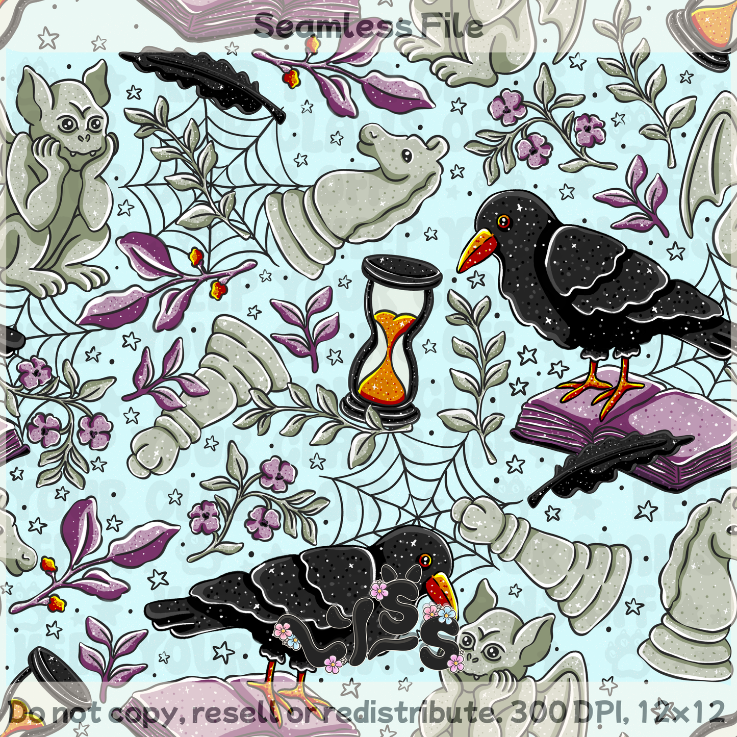 2025 - Lyss Doodles - Seamless Files - Gargoyle Garden - 25LD065