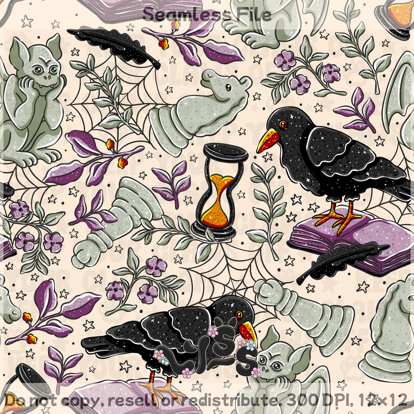 2025 - Lyss Doodles - Seamless Files - Gargoyle Garden - 25LD065