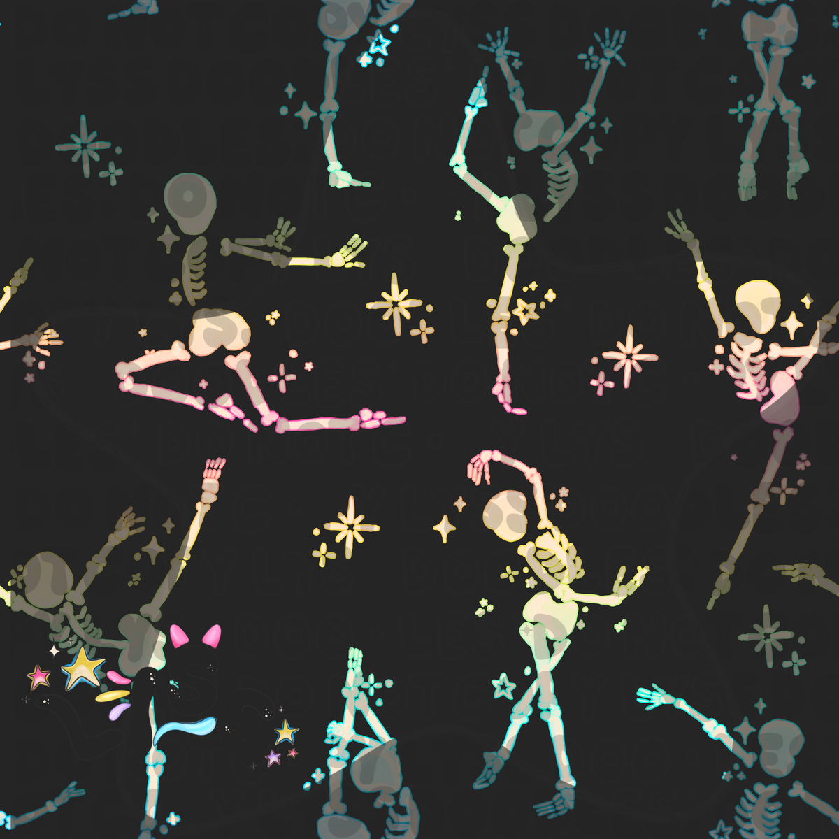 2023 - Lyss Doodles - Seamless - Mains - Skelly Collection - Ballerinas - 23LD003