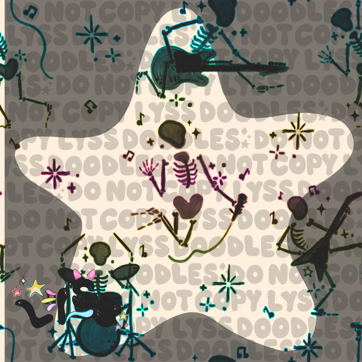 2023 - Lyss Doodles - Seamless - Mains - Skelly Collection - Rocker - 23LD003