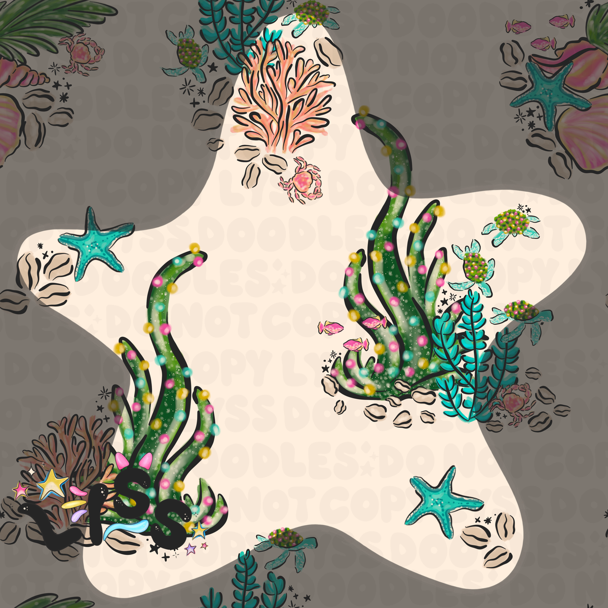 2023 - Lyss Doodles - Seamless - Mains - Winter Ocean - 23LD004