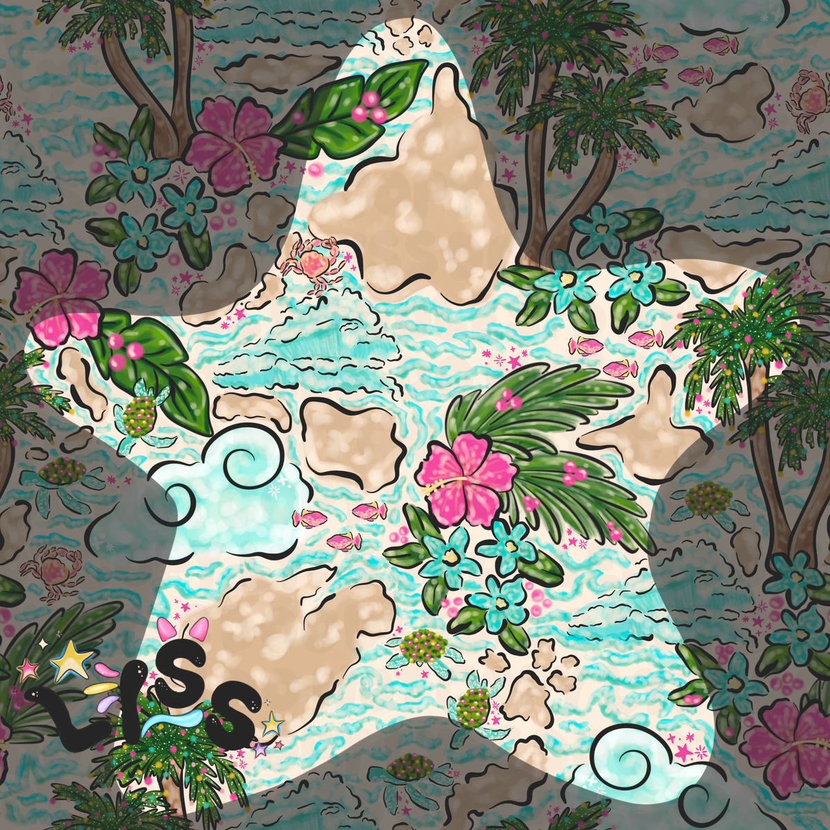 2023 - Lyss Doodles - Seamless - Mains - Winter Ocean - 23LD004