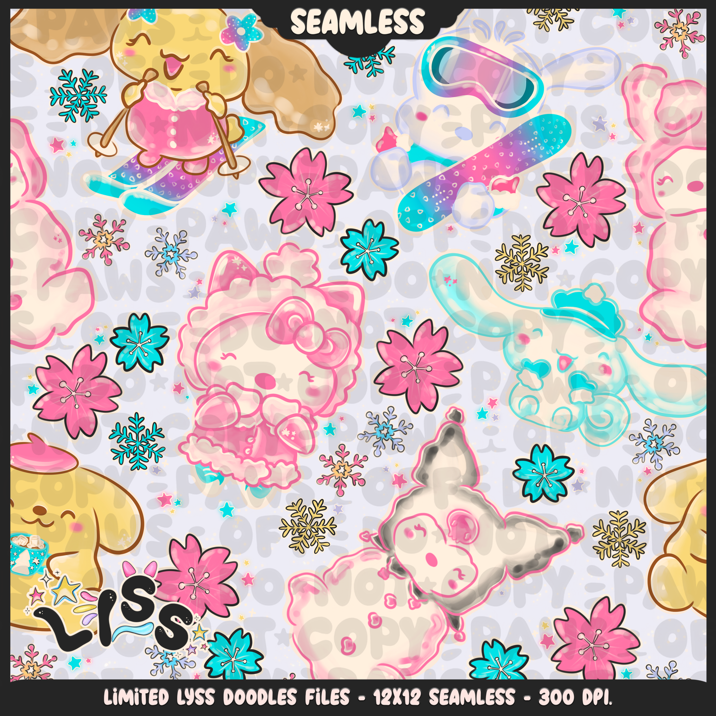 2023 - Lyss Doodles - Seamless - Mains - Winter Characters - 23LD008