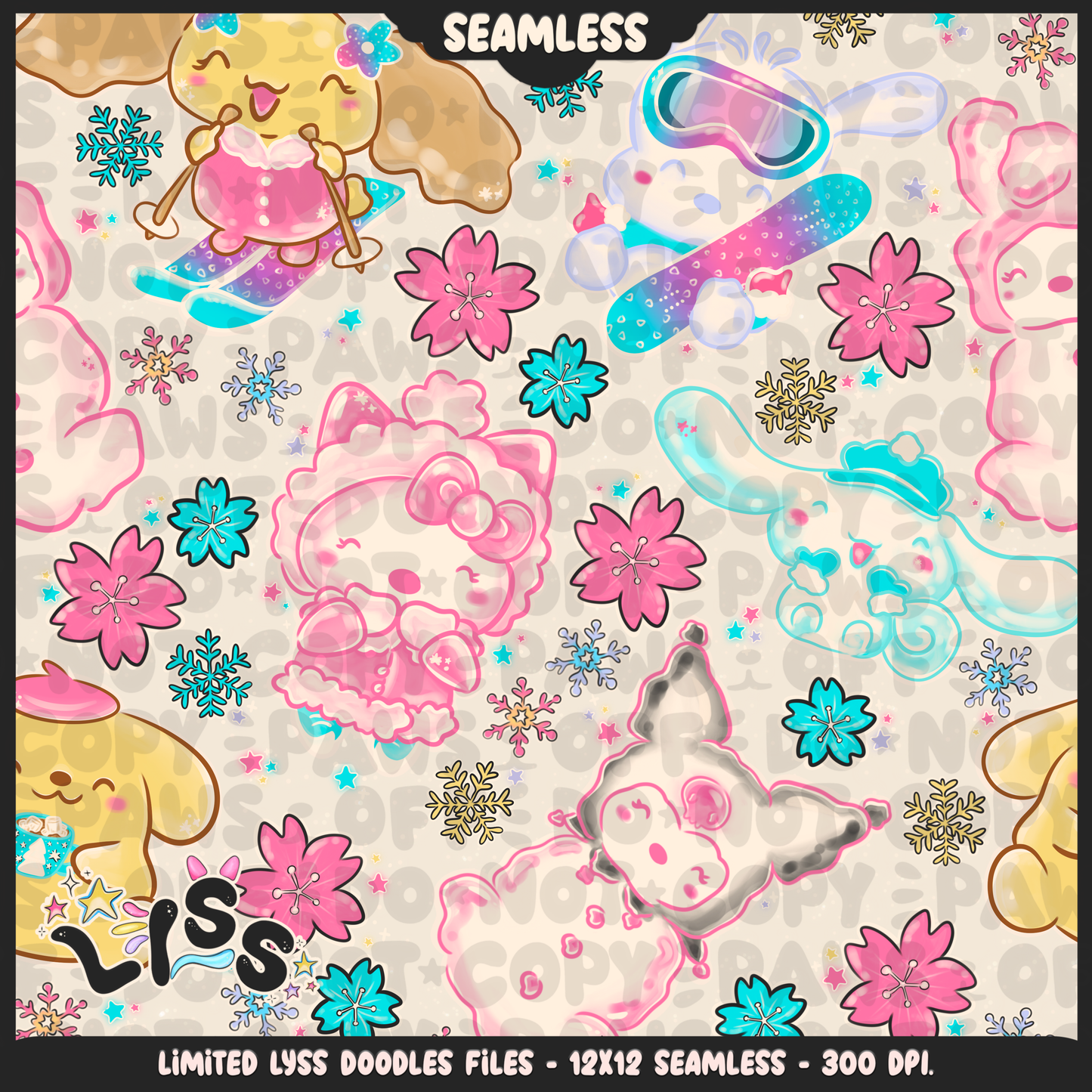 2023 - Lyss Doodles - Seamless - Mains - Winter Characters - 23LD008