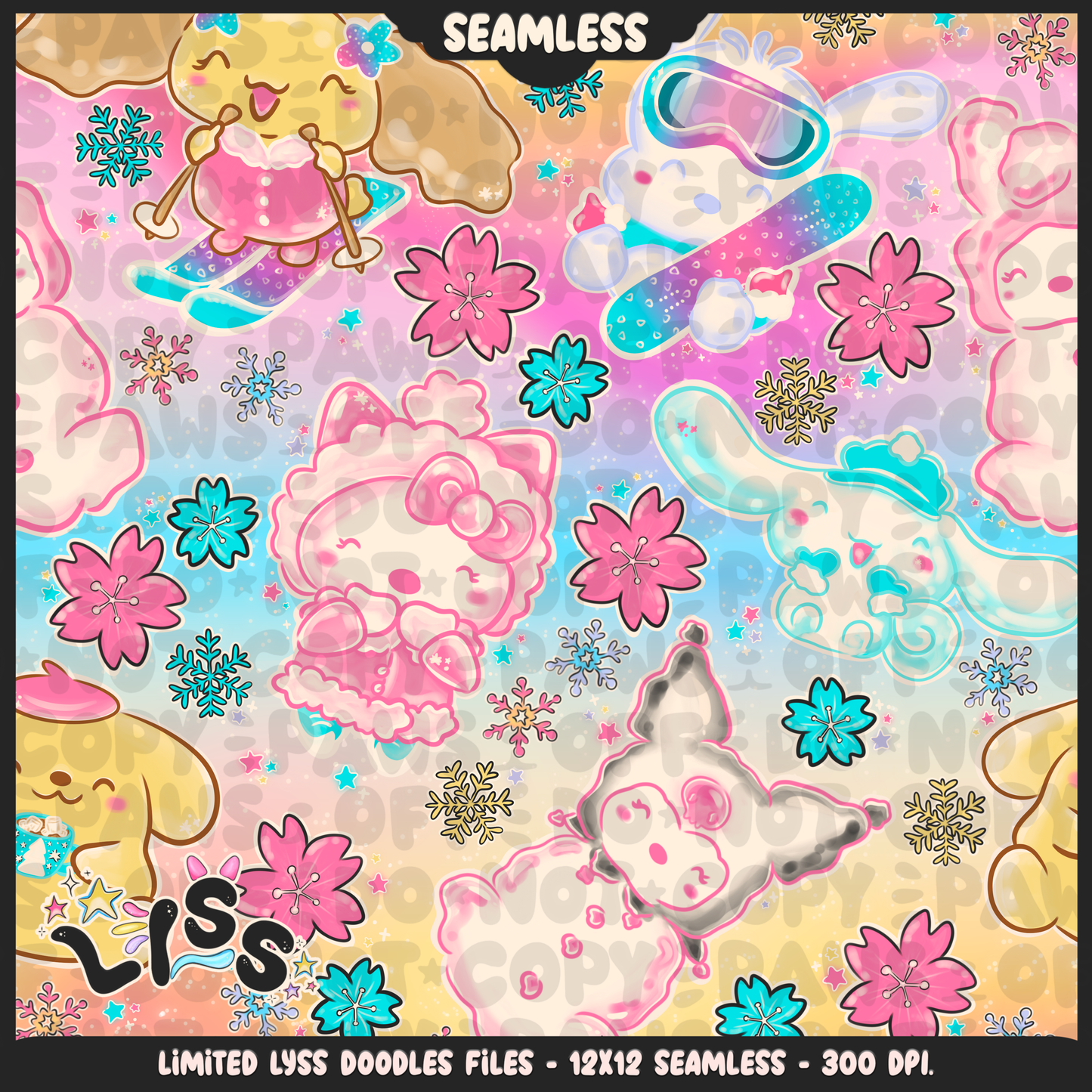 2023 - Lyss Doodles - Seamless - Mains - Winter Characters - 23LD008