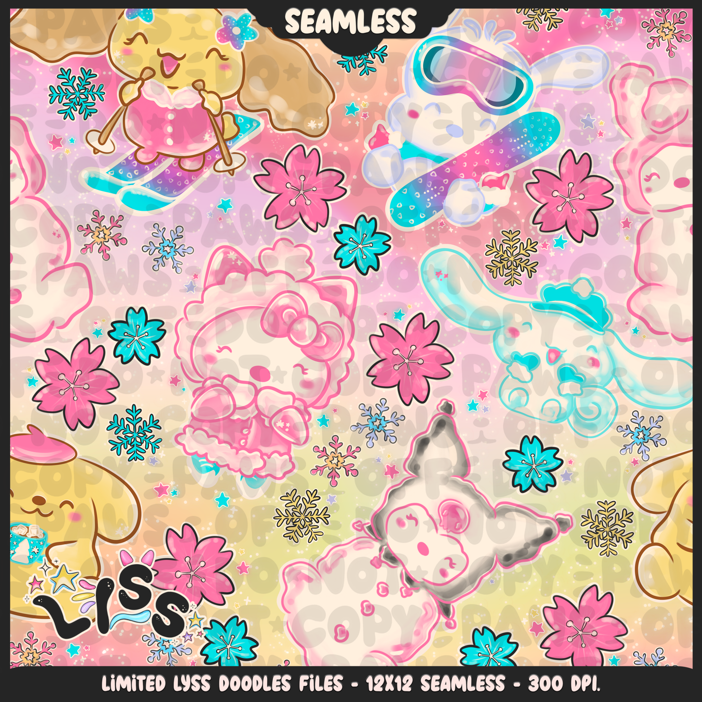 2023 - Lyss Doodles - Seamless - Mains - Winter Characters - 23LD008