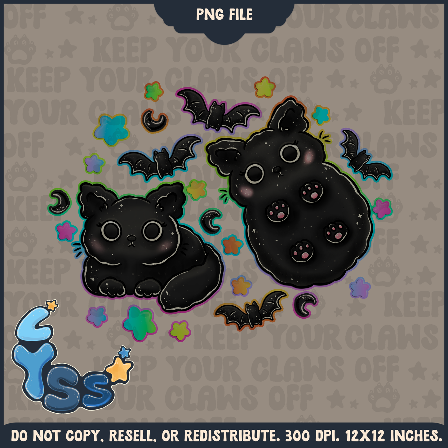 2025 - Lyss Doodles - PNG Files - Bats & Cats - 25LD008