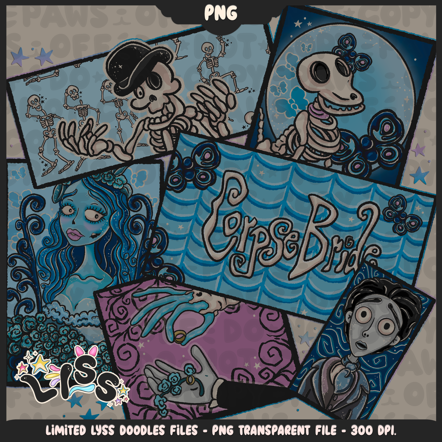 2024 - Lyss Doodles - Transparent - PNG - Skelly Bride Comic - 24LD075