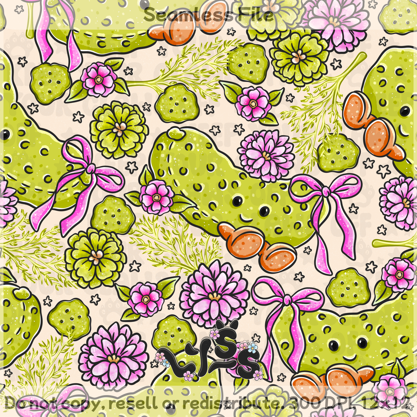2025 - Lyss Doodles - Seamless - Garden Pickles - 25LD041