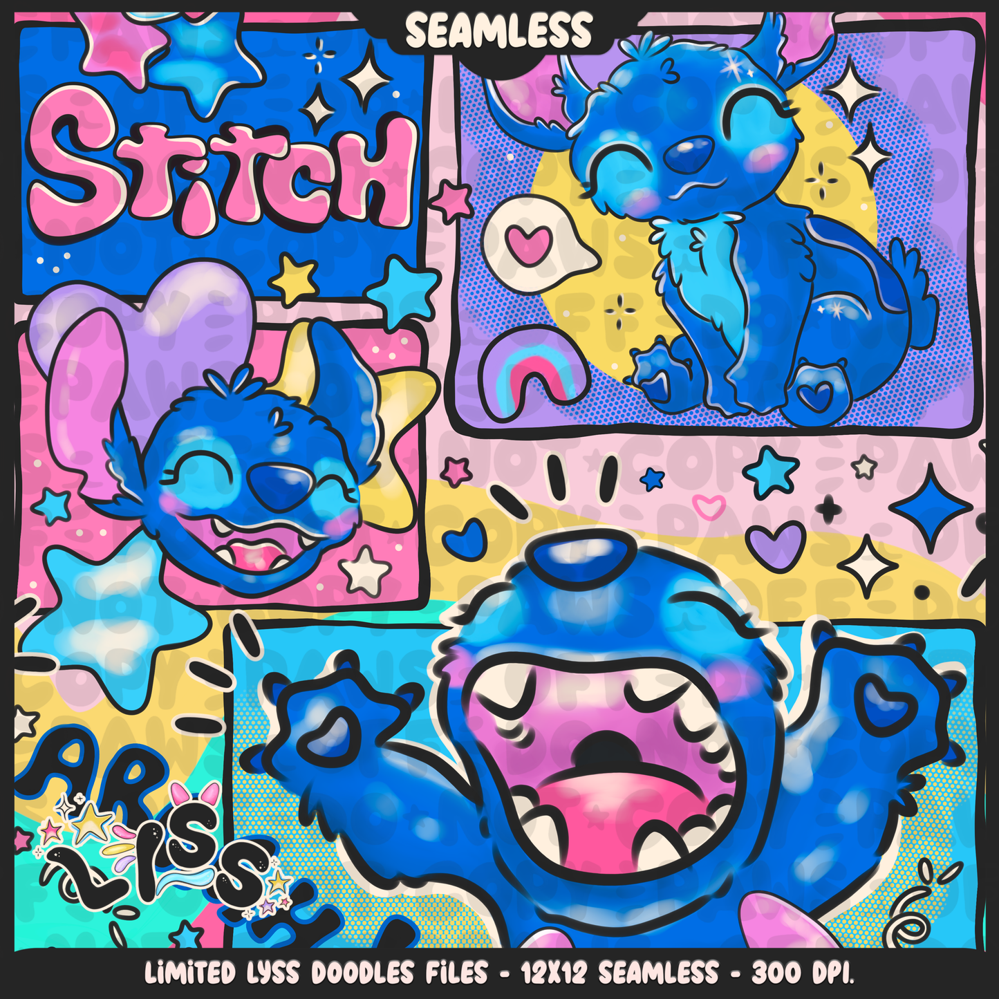 2023 - Lyss Doodles - Seamless - Mains - The Cutest Alien - 23LD015