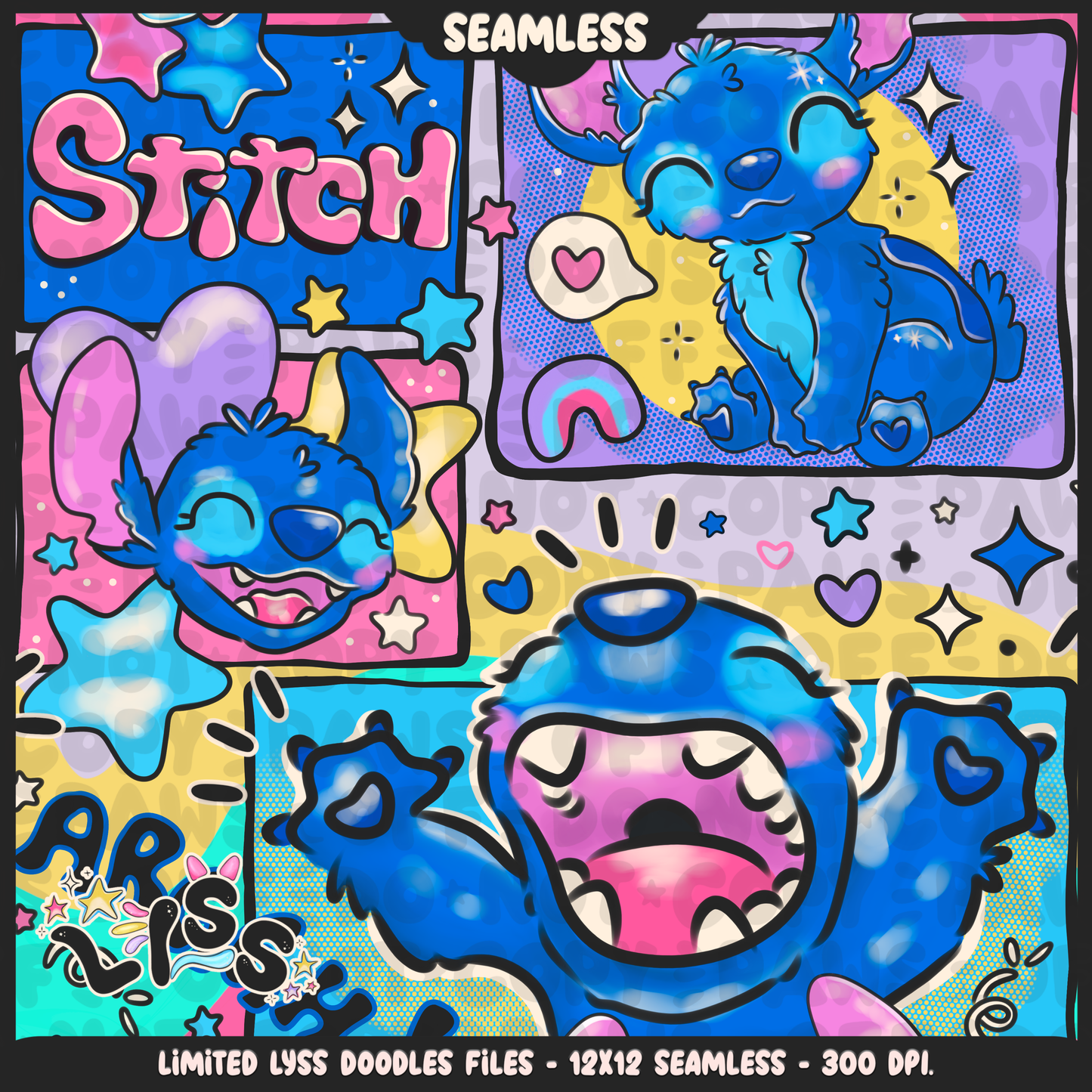 2023 - Lyss Doodles - Seamless - Mains - The Cutest Alien - 23LD015