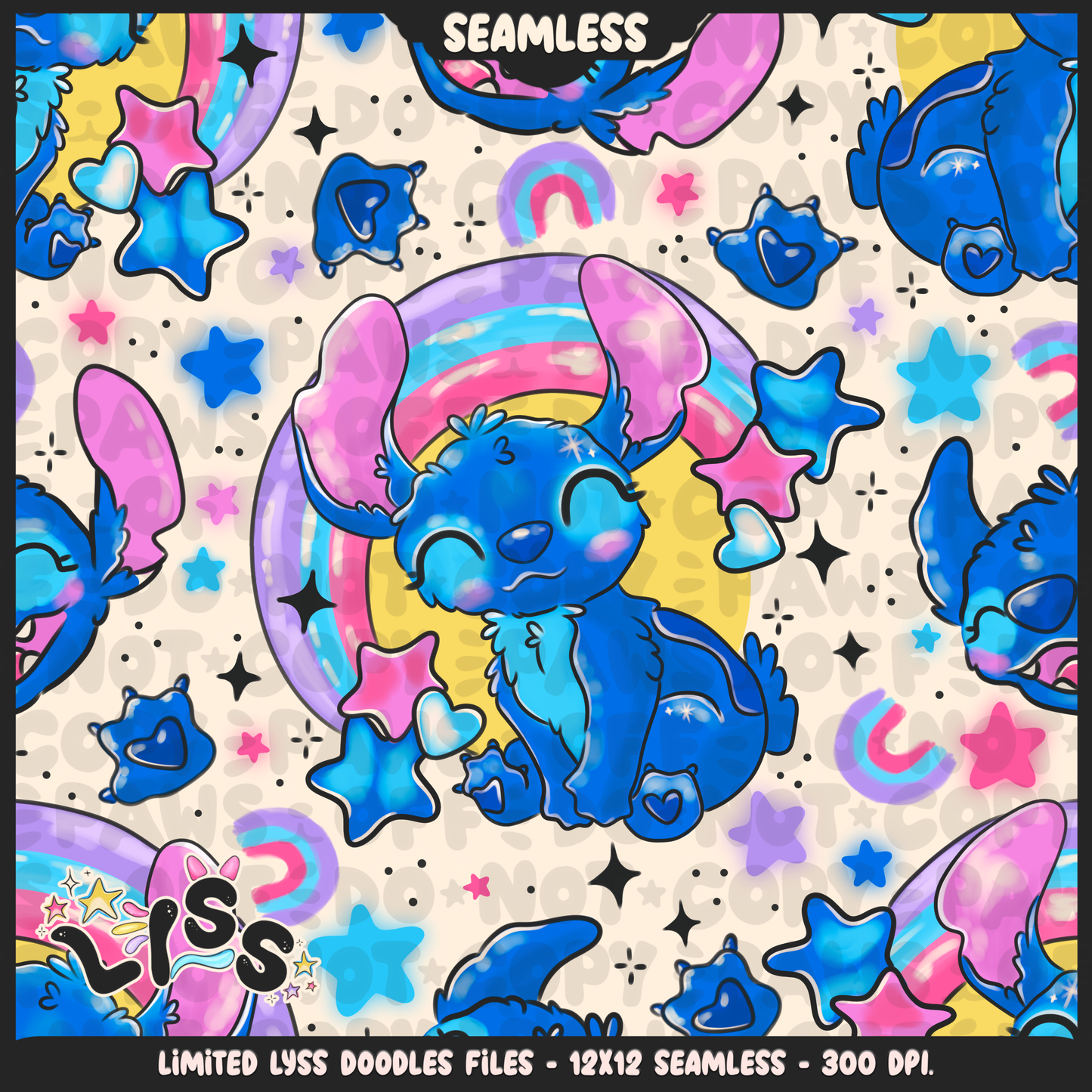 2023 - Lyss Doodles - Seamless - Mains - The Cutest Alien - 23LD015