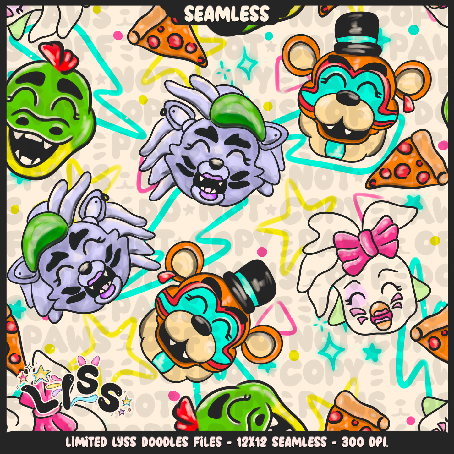 2023 - Lyss Doodles - Seamless - Mains - Animatronics - 23LD016