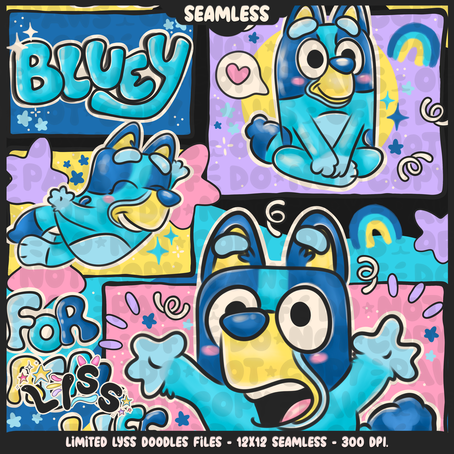 2023 - Lyss Doodles - Seamless - Mains - Fun Kids - 23LD017
