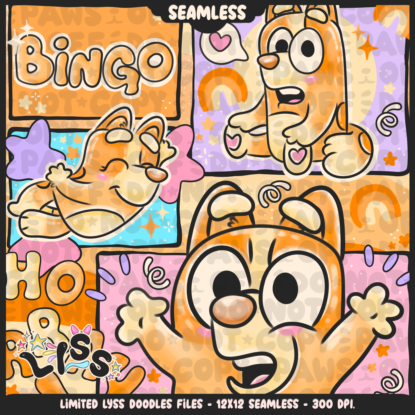 2023 - Lyss Doodles - Seamless - Mains - Fun Kids - 23LD017