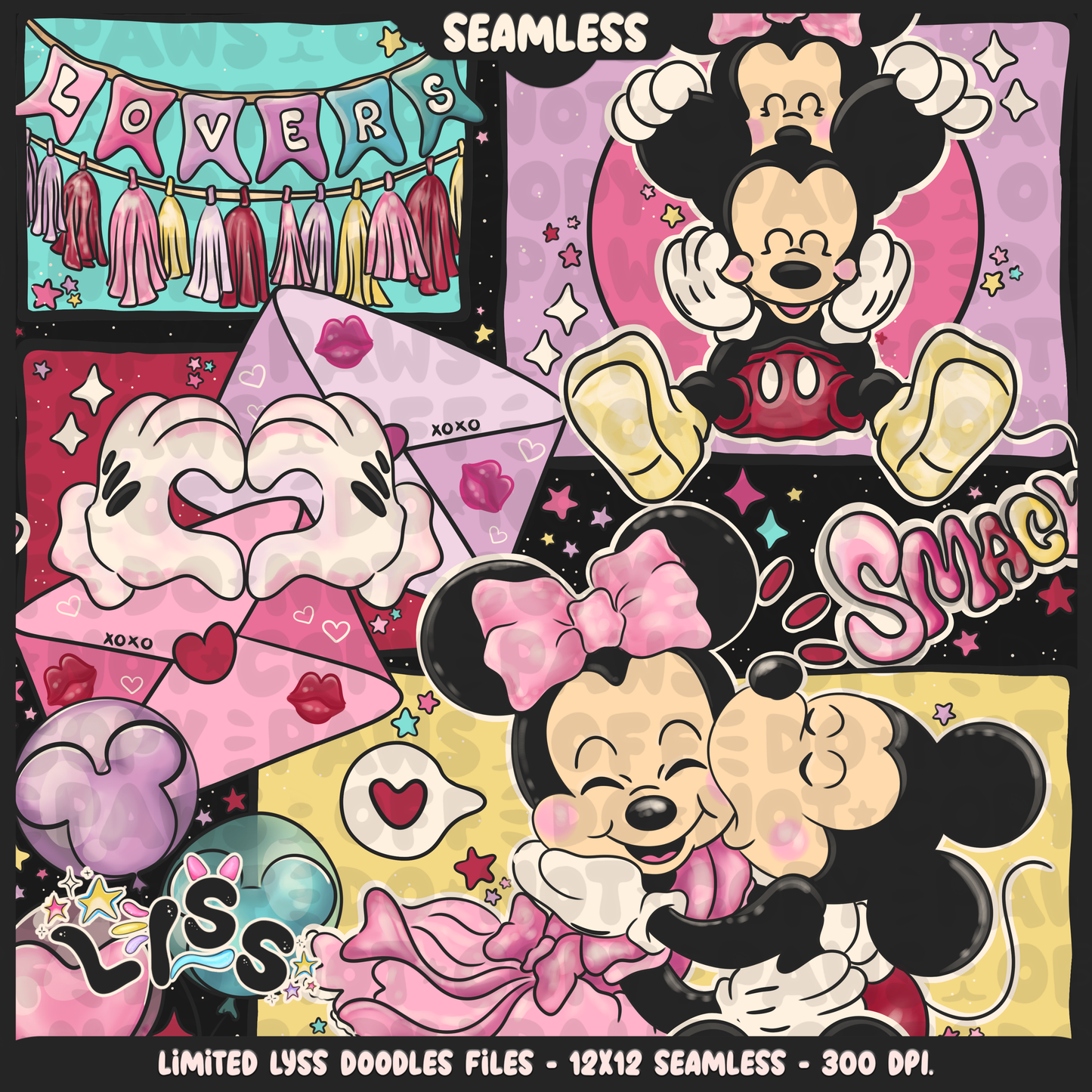 2023 - Lyss Doodles - Seamless - Mains - Lovers - 23LD018