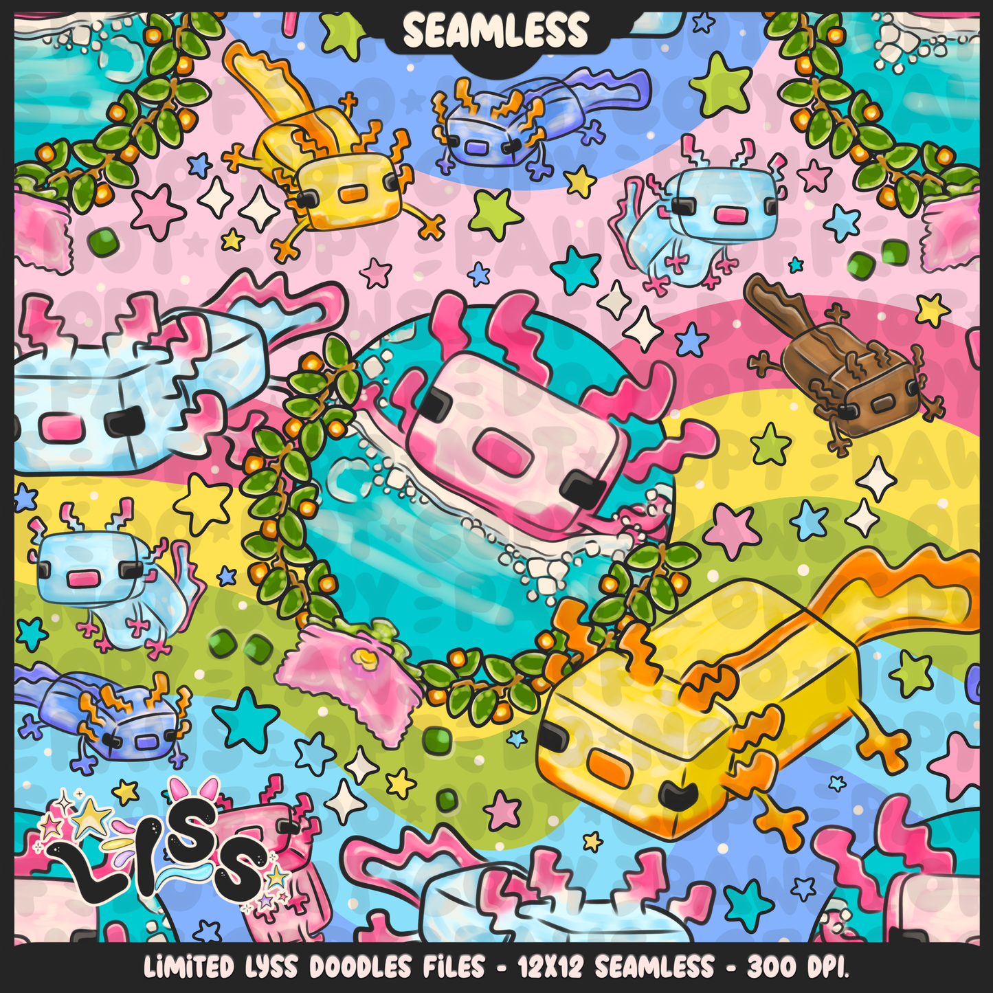 2023 - Lyss Doodles - Seamless - Mains - Block Game - Cutesy Lush Cave - 23LD019