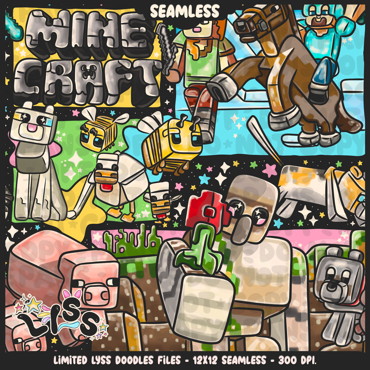 2023 - Lyss Doodles - Seamless - Mains - Block Game - Cutesy Village - 23LD019