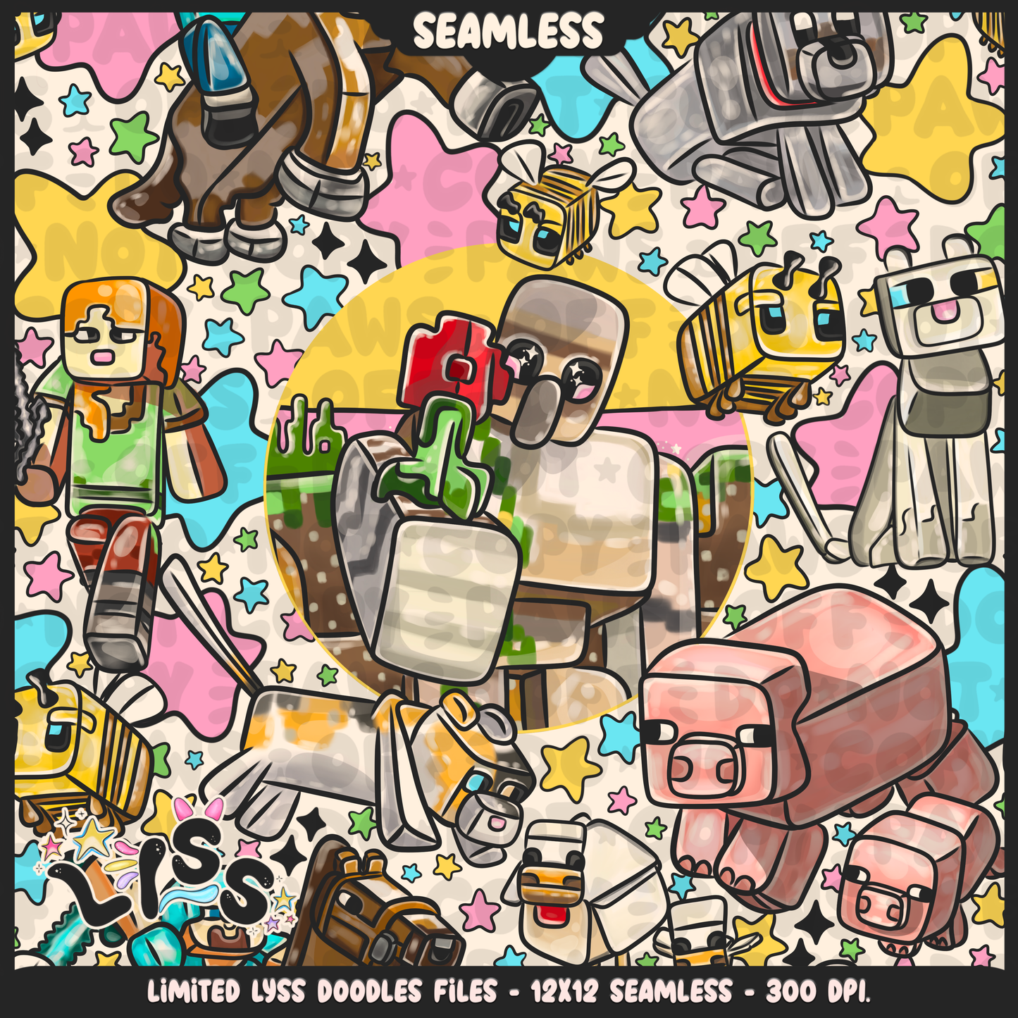 2023 - Lyss Doodles - Seamless - Mains - Block Game - Cutesy Village - 23LD019