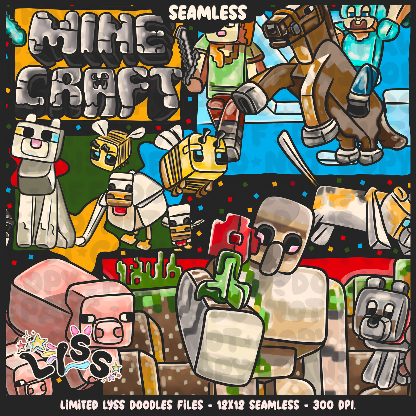 2023 - Lyss Doodles - Seamless - Mains - Block Game - Bold Village - 23LD019