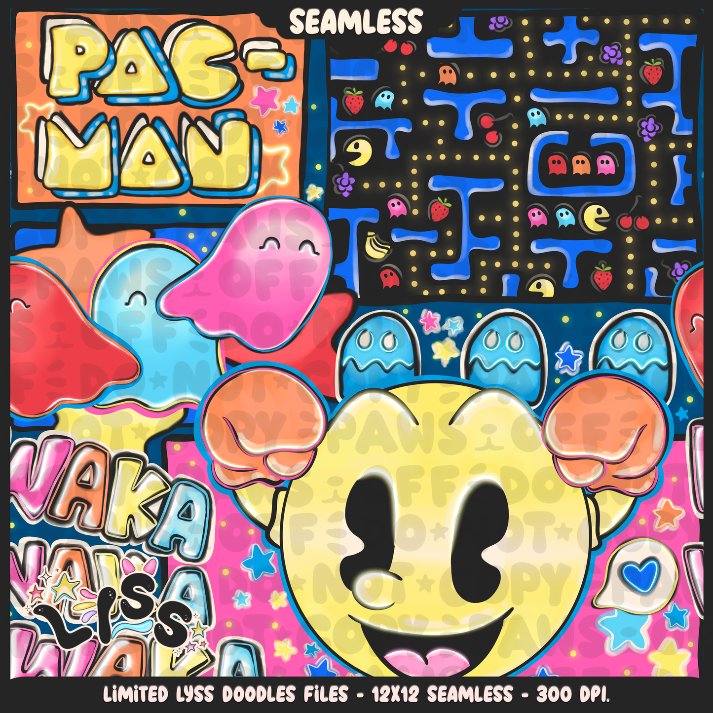 2023 - Lyss Doodles - Seamless - Mains - Retro Games - 23LD020