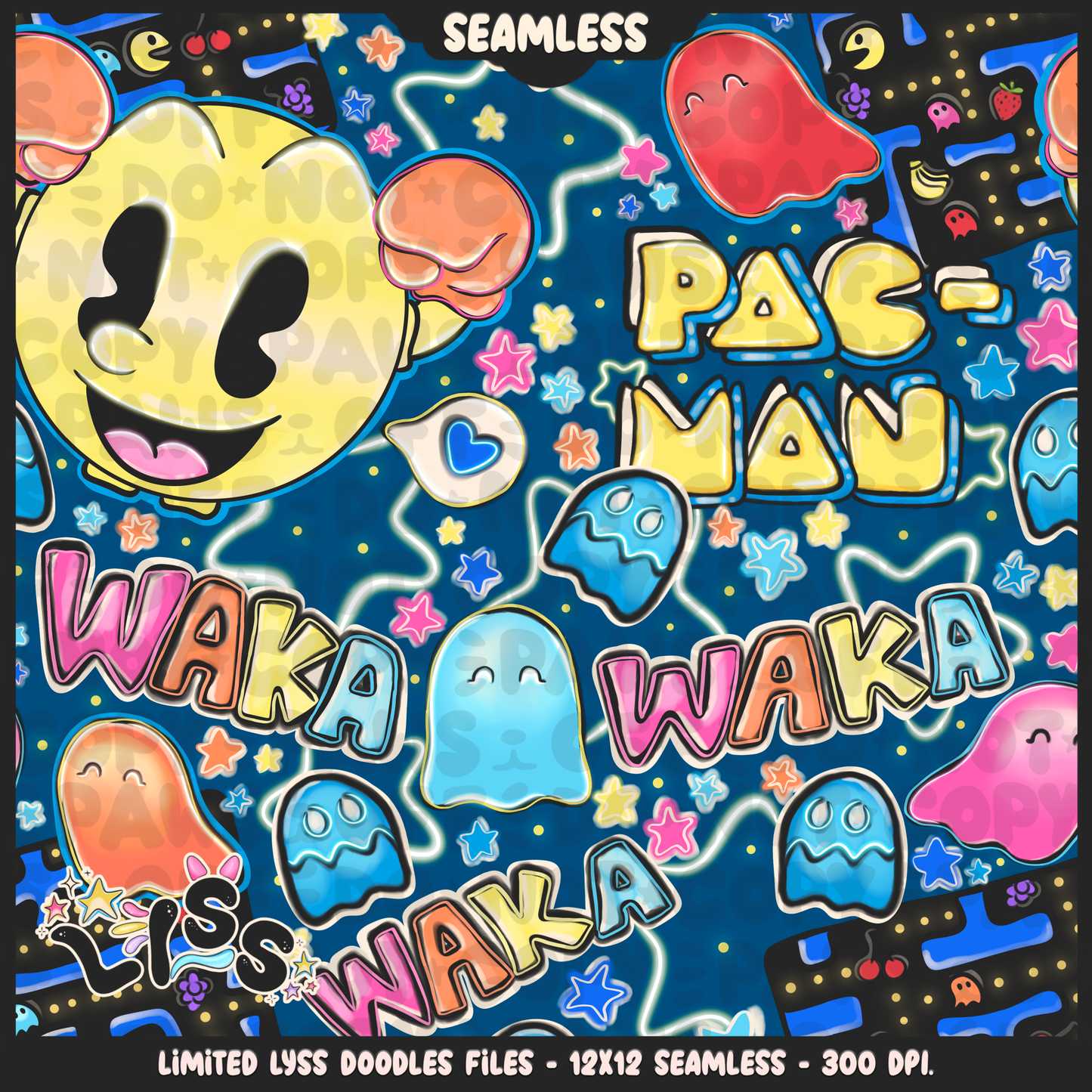 2023 - Lyss Doodles - Seamless - Mains - Retro Games - 23LD020