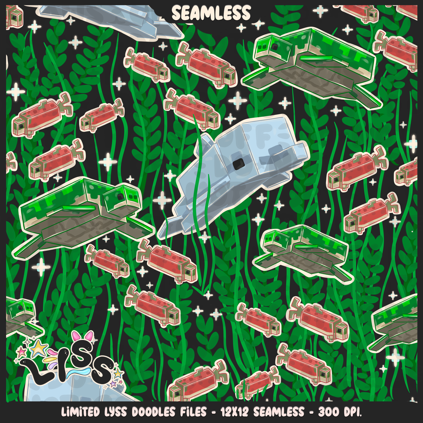 2023 - Lyss Doodles - Seamless - Mains - Block Game - Ocean - 23LD021