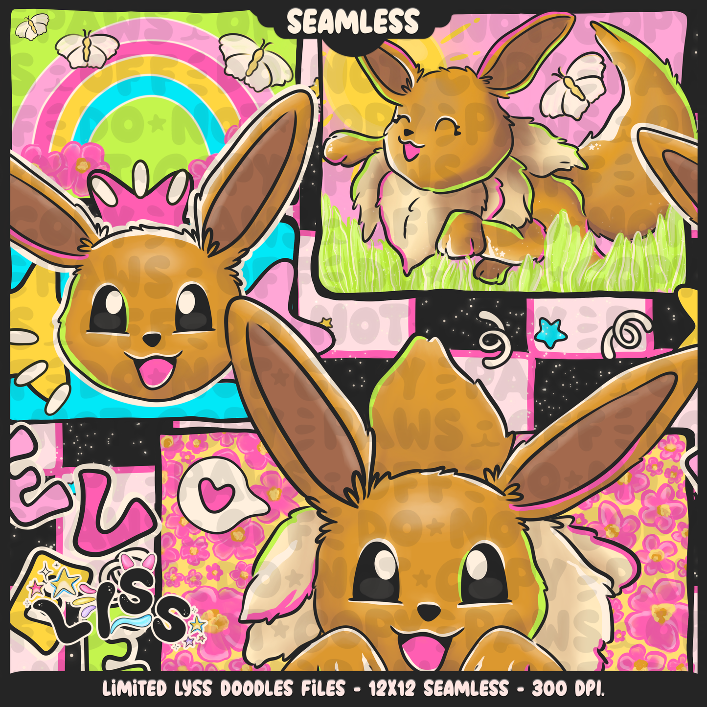 2023 - Lyss Doodles - Seamless - Mains - Poke Collab - Eve - 23LD023