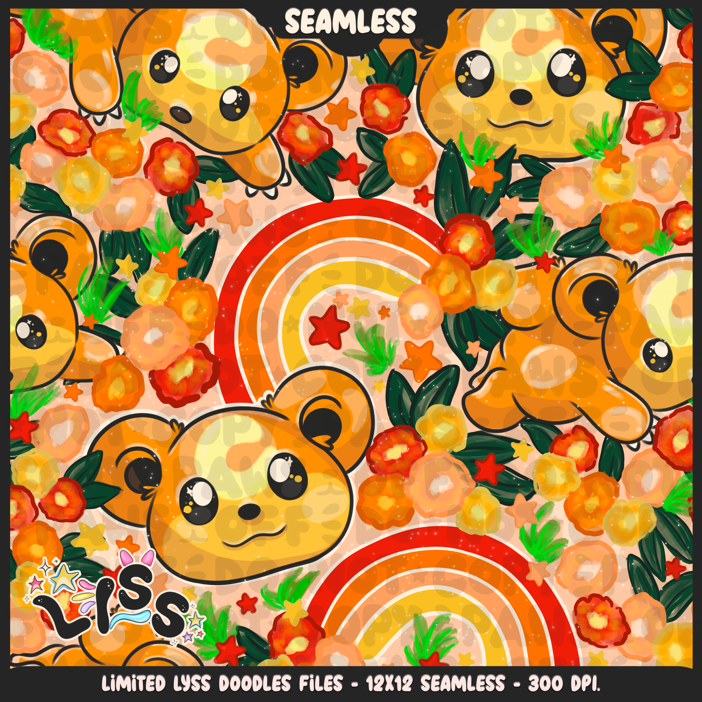 2023 - Lyss Doodles - Seamless - Mains - Poke Collab - Teddi - 23LD024