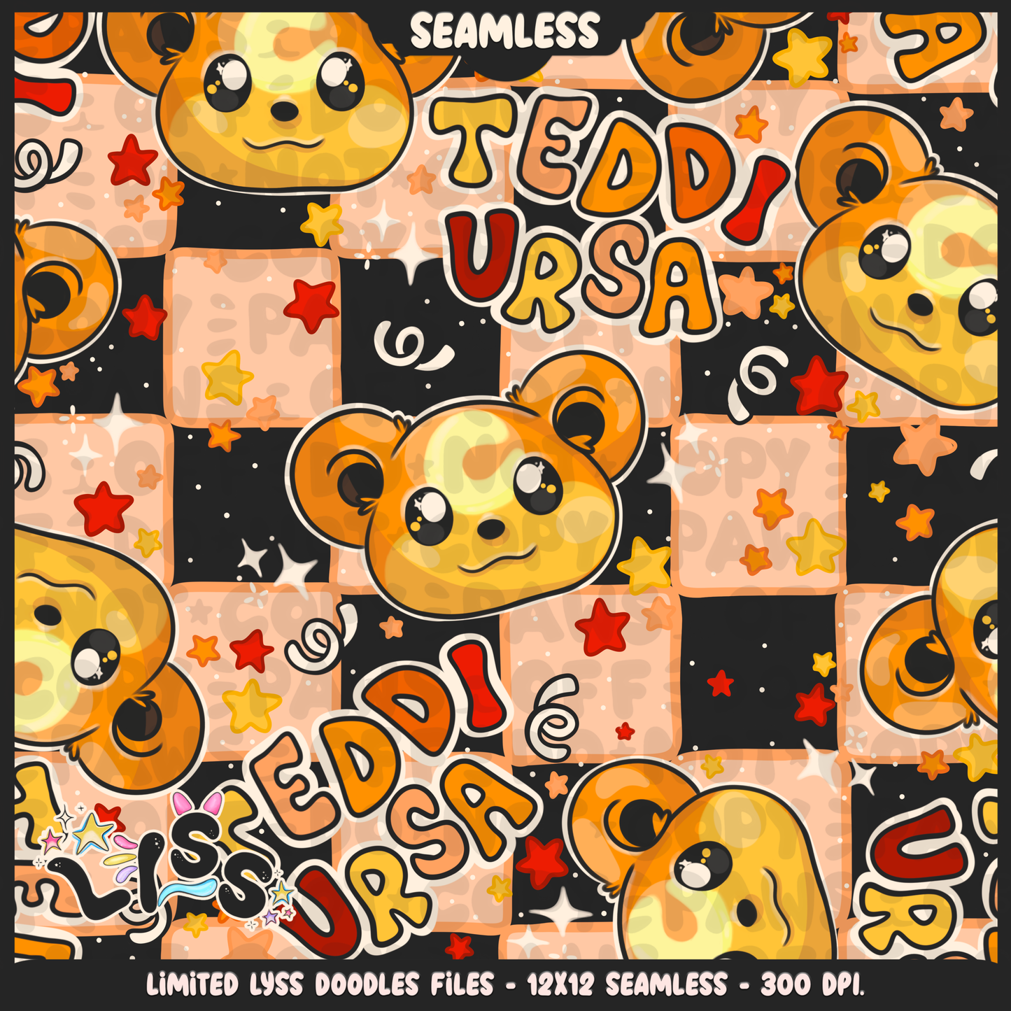 2023 - Lyss Doodles - Seamless - Mains - Poke Collab - Teddi - 23LD024