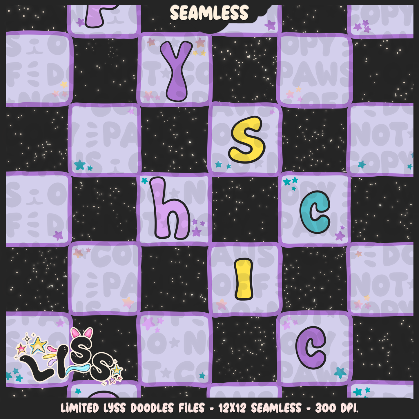 2023 - Lyss Doodles - Seamless - Coordinate - Poke Collab - Psychic - 23LD025