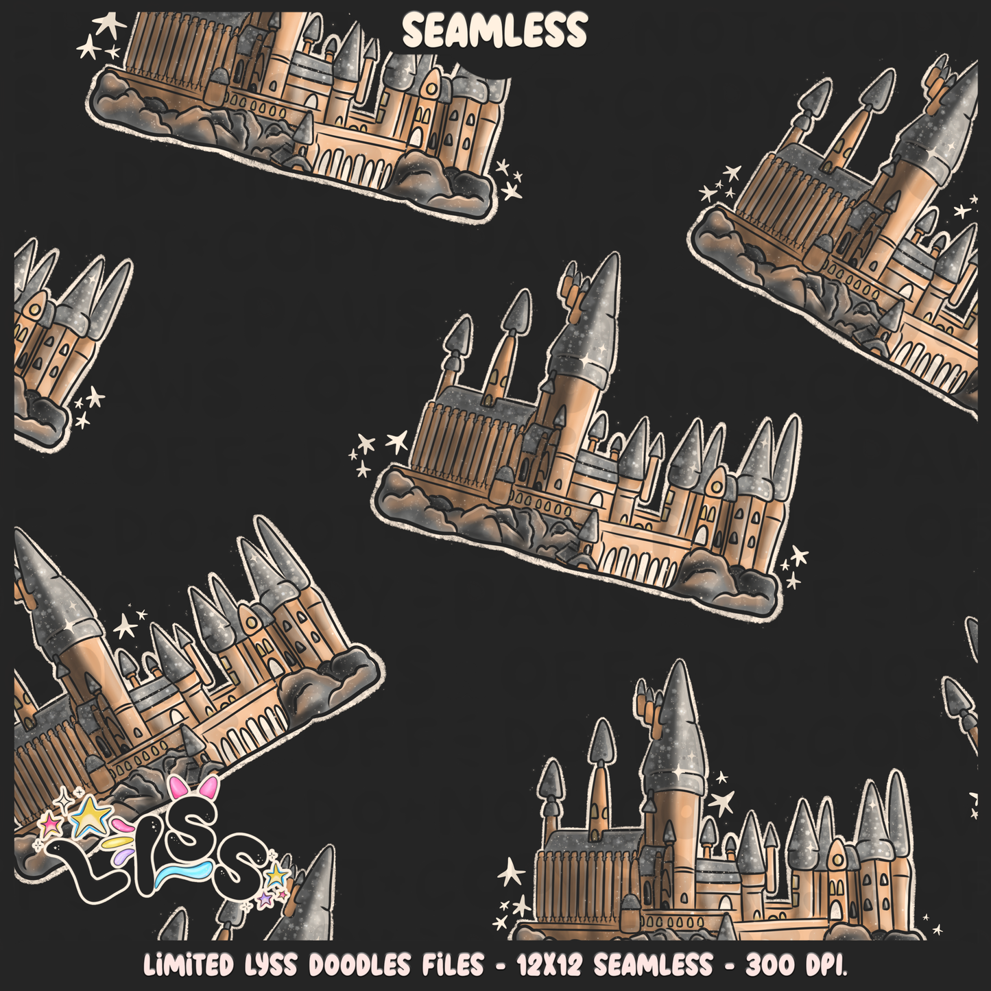 2023 - Lyss Doodles - Seamless - Mains - Magical World - Castle - 23LD026