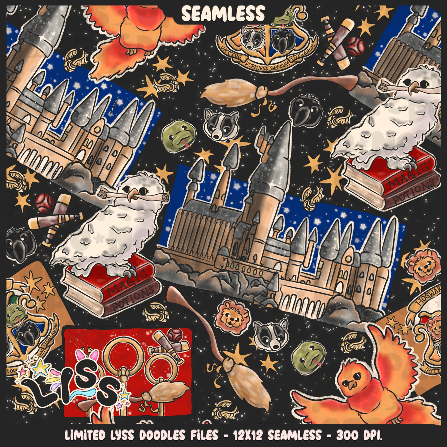 2023 - Lyss Doodles - Seamless - Mains - Magical World - Castle - 23LD026