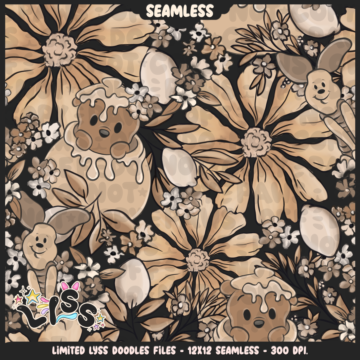 2024 - Lyss Doodles - Seamless - Mains - Beige Collection - 24LD014