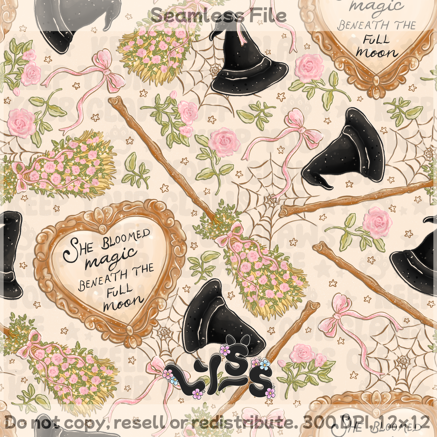 2025 - Lyss Doodles - Seamless - Blush & Broom - 25LD053