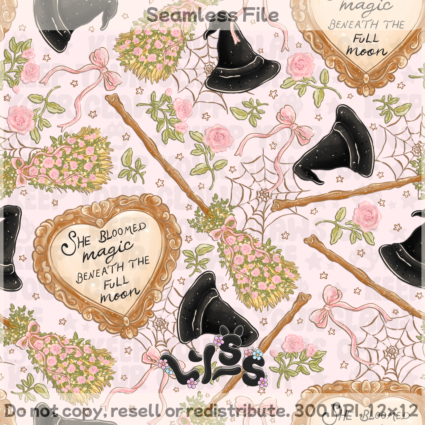 2025 - Lyss Doodles - Seamless - Blush & Broom - 25LD053