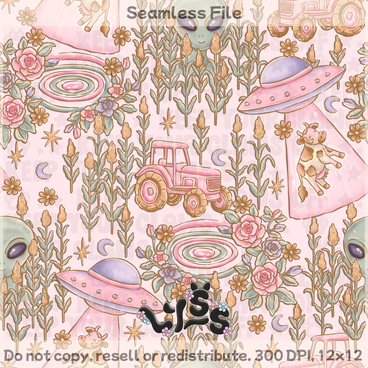 2025 - Lyss Doodles - Seamless - Blush & Cornfield - 25LD057