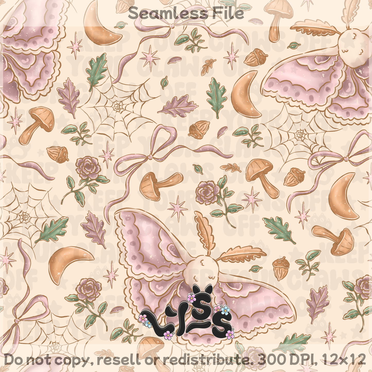 2025 - Lyss Doodles - Seamless - Blush & Moth - 25LD058