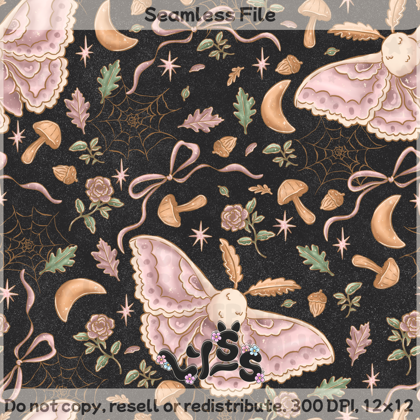 2025 - Lyss Doodles - Seamless - Blush & Moth - 25LD058