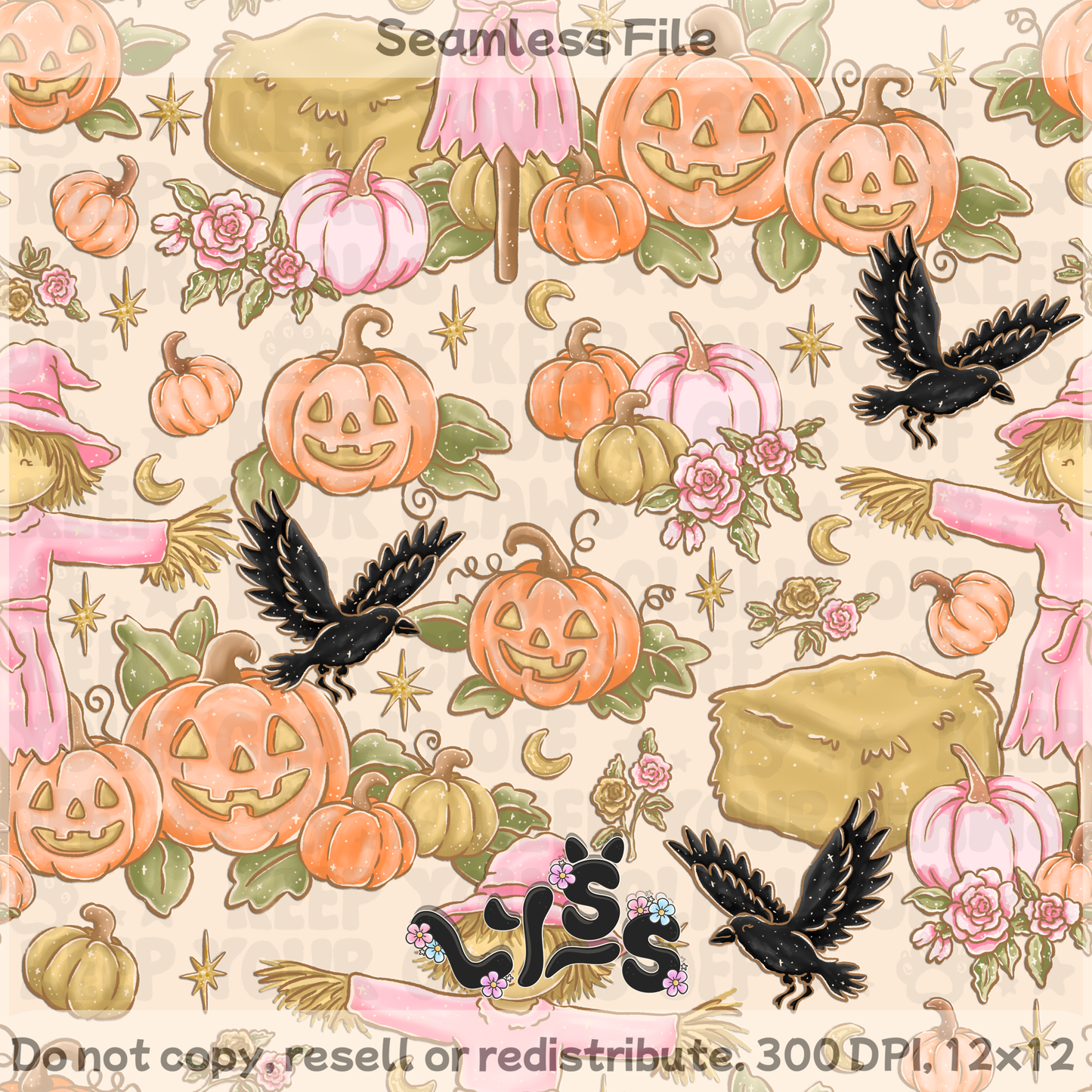 2025 - Lyss Doodles - Seamless - Blush & Ravens Garden - 25LD056