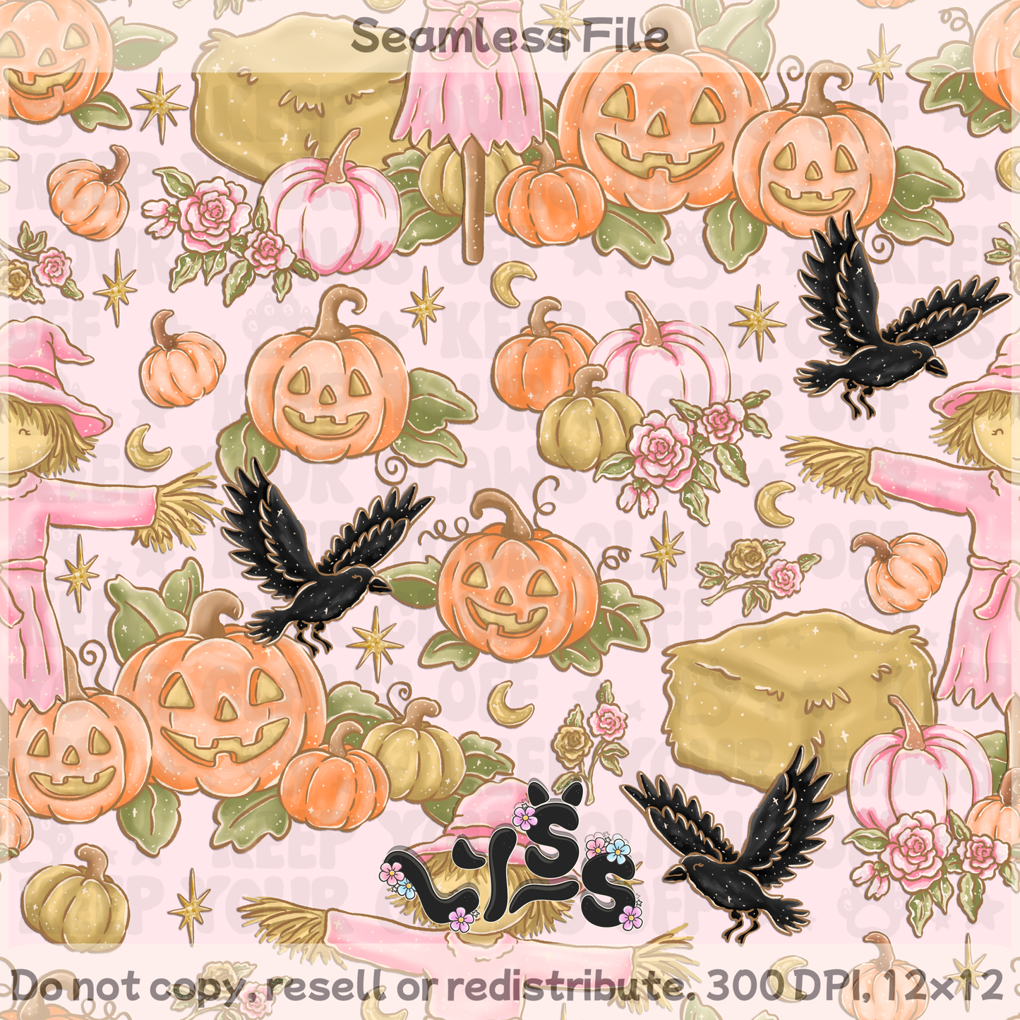 2025 - Lyss Doodles - Seamless - Blush & Ravens Garden - 25LD056