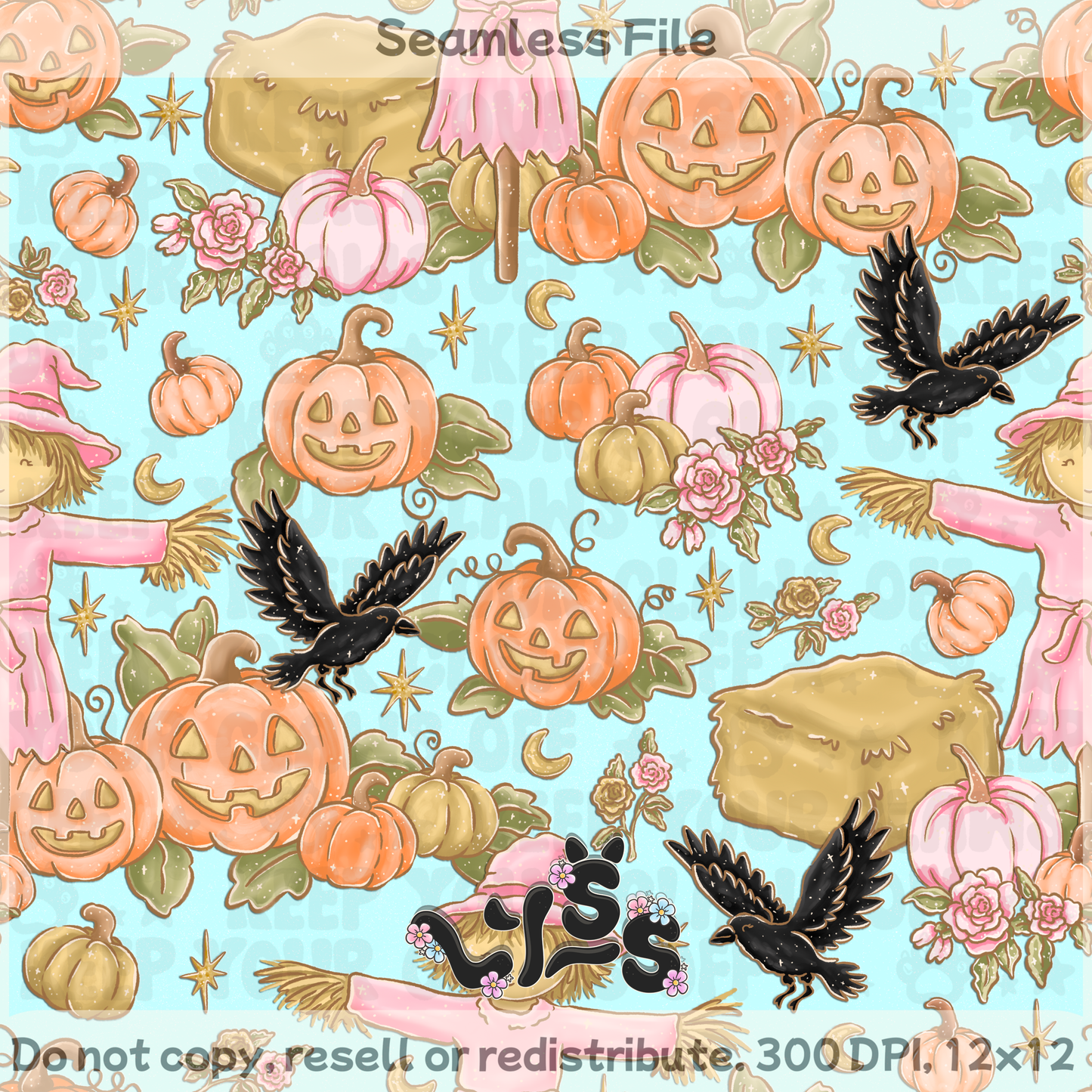 2025 - Lyss Doodles - Seamless - Blush & Ravens Garden - 25LD056