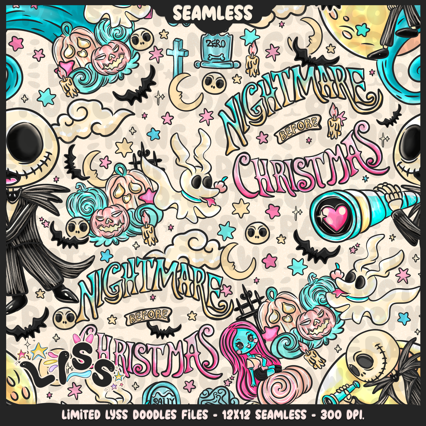 Lyss Doodles - Seamless - Mains - Celestial Nightmare - 24LD036