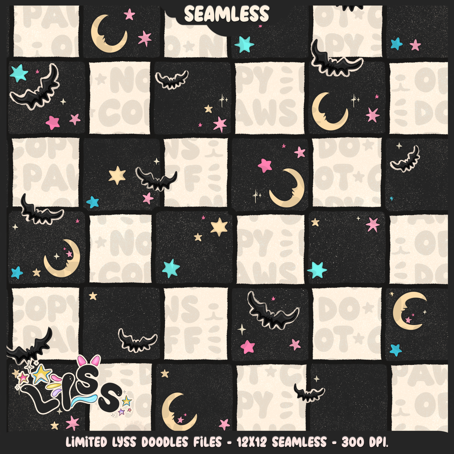 2024 - Lyss Doodles - Seamless - Coordinates - Celestial Nightmare - 24LD036