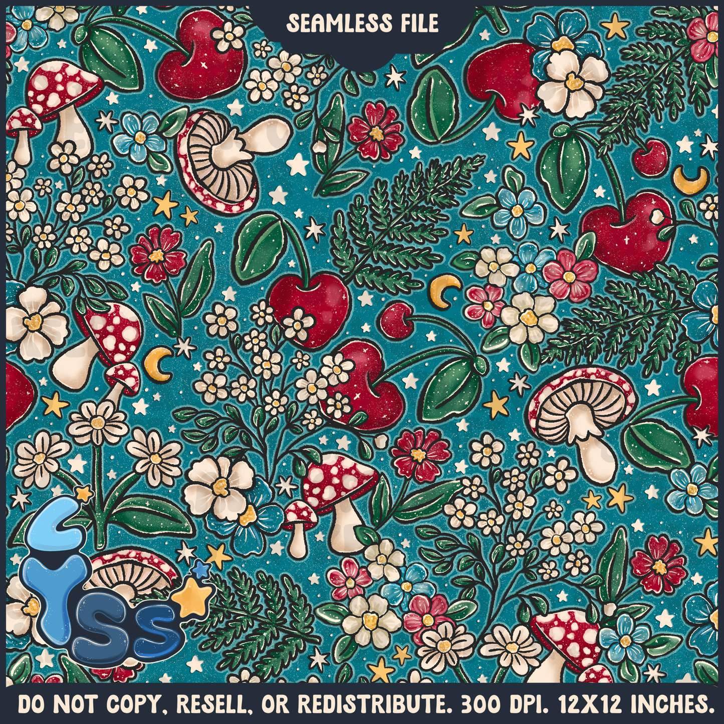 2024 - Lyss Doodles - Seamless - Mains - Cherry Blooms - 24LD083