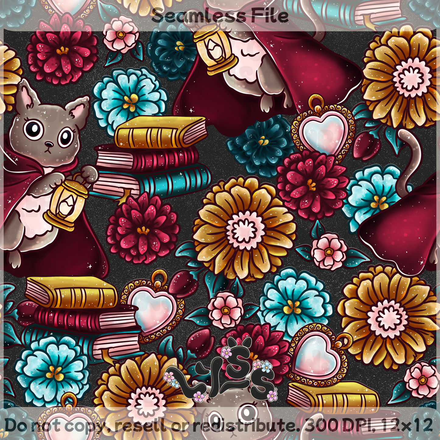 2025 - Lyss Doodles - Seamless - Cloaked Familiar Library - 25LD036