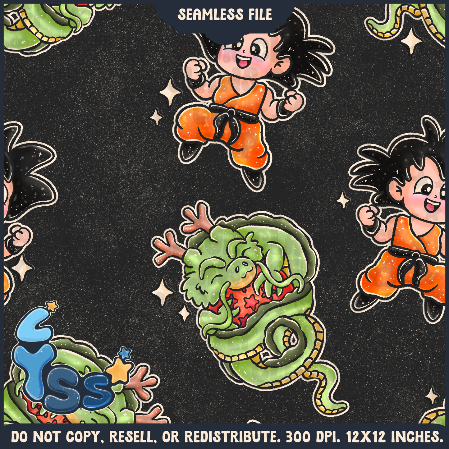 2025 - Lyss Doodles - Seamless - Mains - Colour Collab - Dragon Star - 25LD006